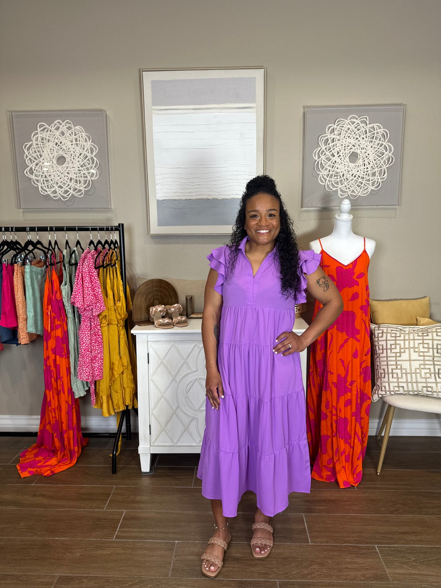 Marie Lavender Midi Dress