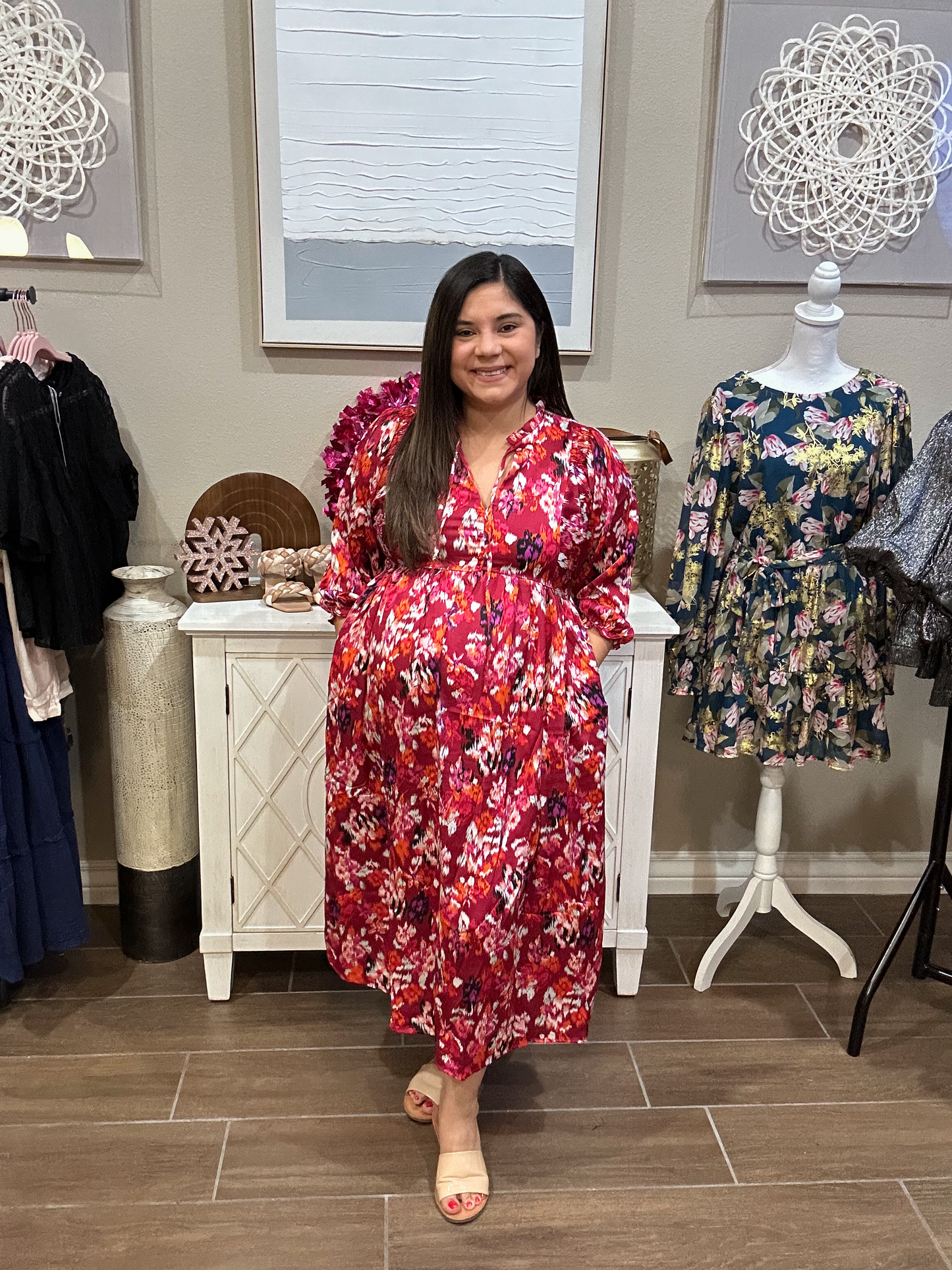 Sophia Magenta Midi Dress