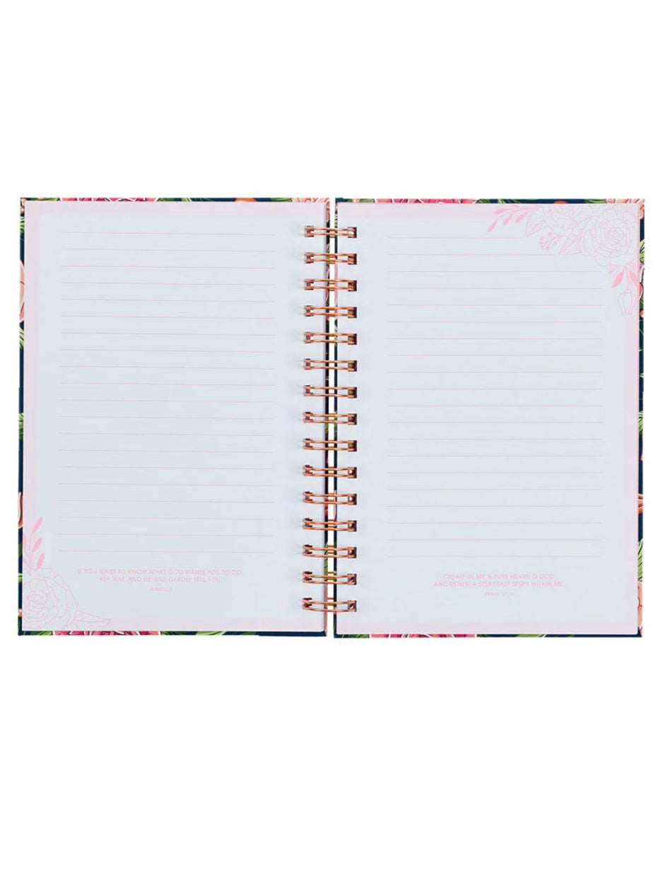 Strength & Dignity Rose Floral Large Wirebound Journal