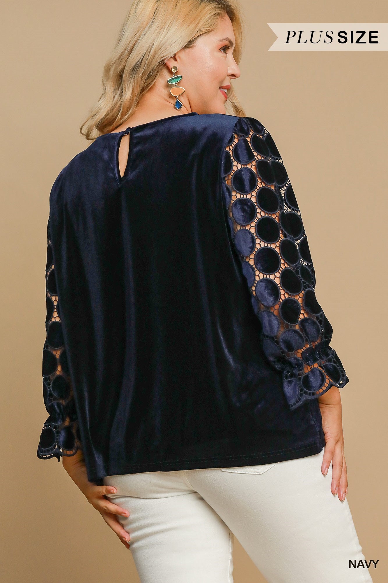 May Navy Polkadot Plus Top