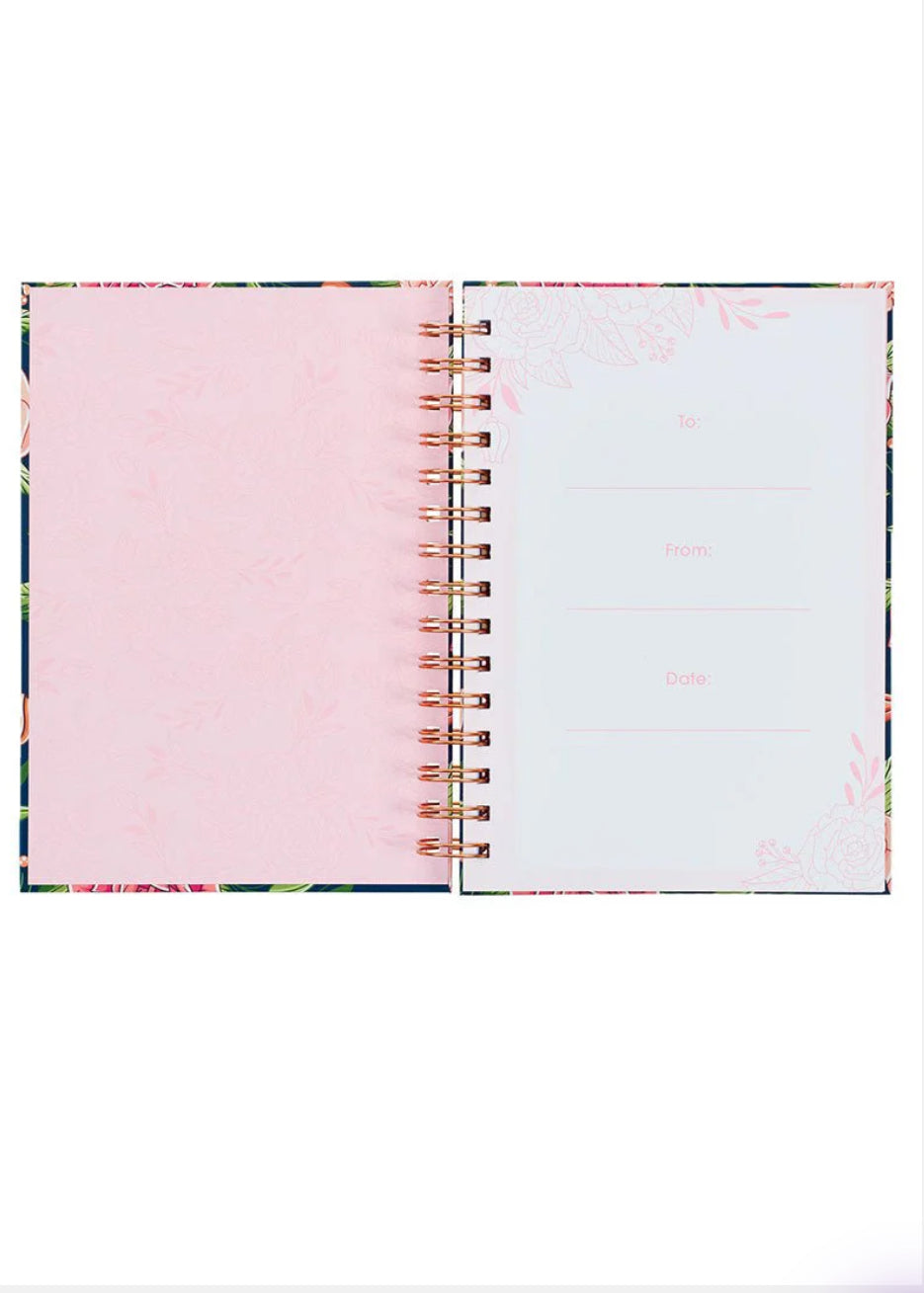 Strength & Dignity Rose Floral Large Wirebound Journal
