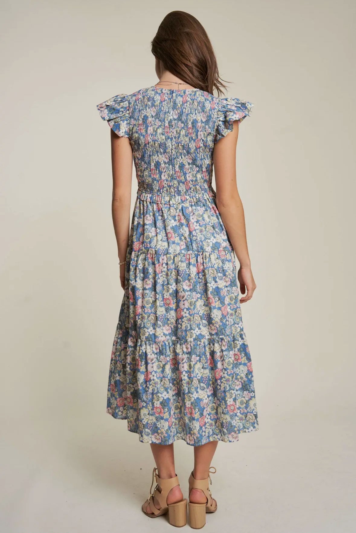 Vintage Garden Floral Flutter Smocking Madi Dress