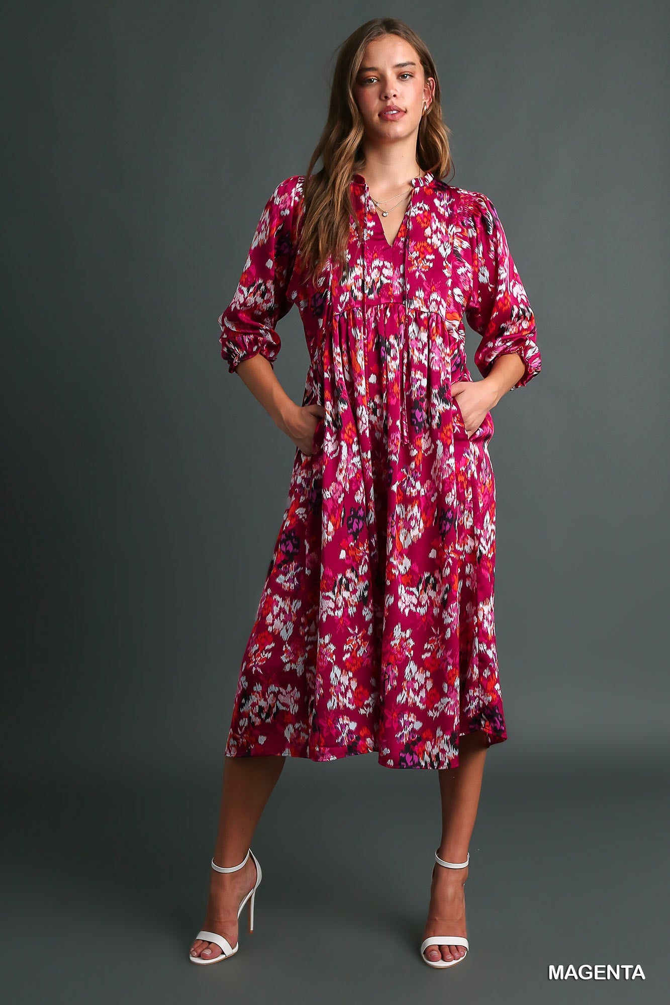 Sophia Magenta Midi Dress