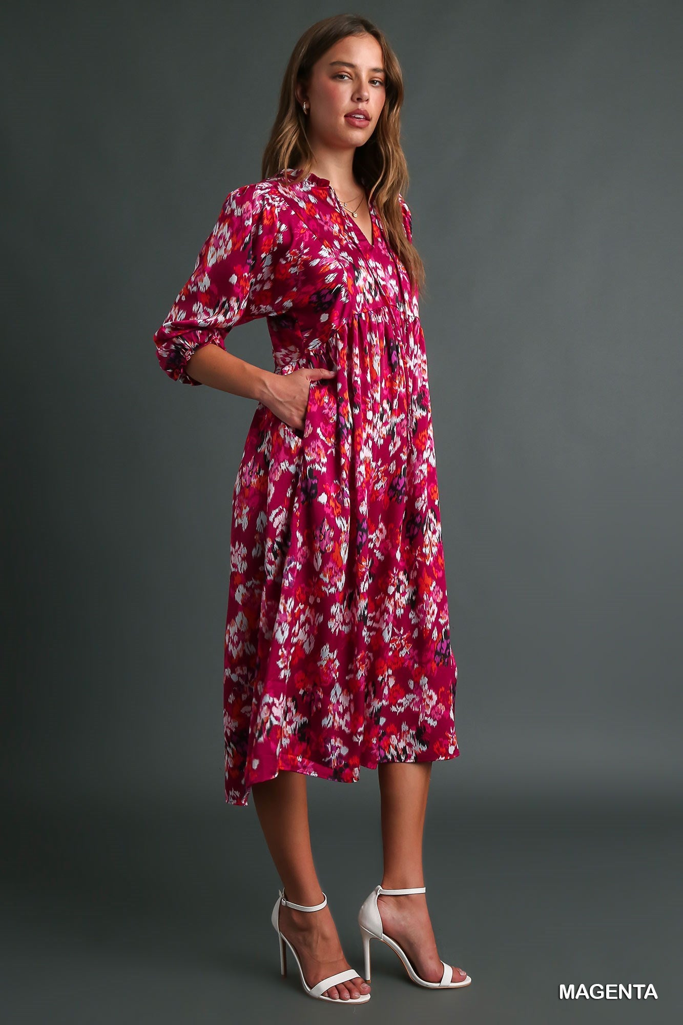 Sophia Magenta Midi Dress