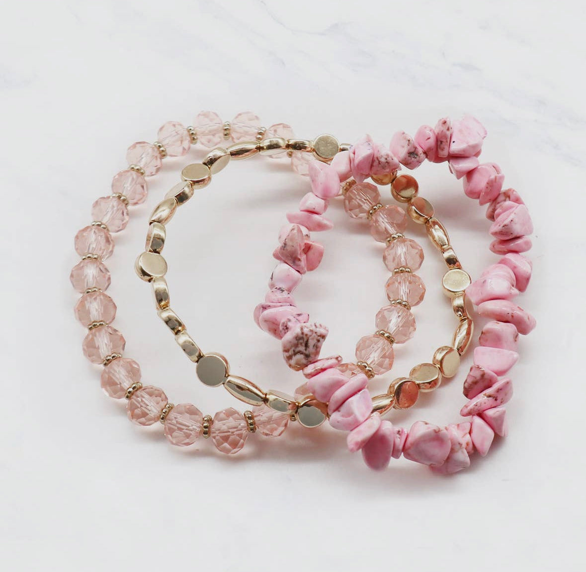 Penny Multi-stretch Light Pink Colored Bracelet Set