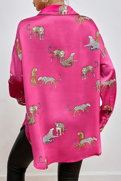 Animal Print Collared Neck Shirt (2 Colors)