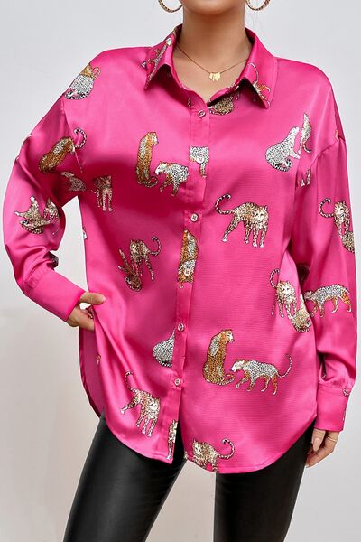 Animal Print Collared Neck Shirt (2 Colors)