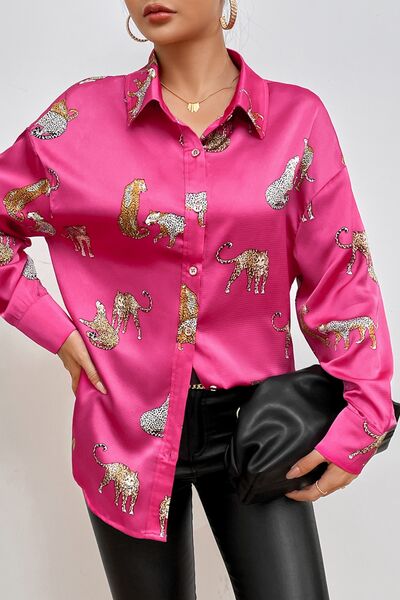 Animal Print Collared Neck Shirt (2 Colors)