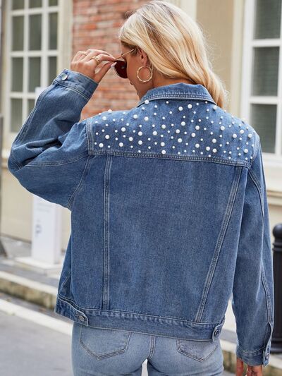 Pearl Detail Denim Jacket (2 Colors)