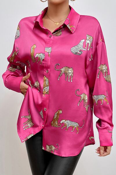 Animal Print Collared Neck Shirt (2 Colors)