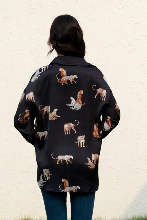 Animal Print Collared Neck Shirt (2 Colors)