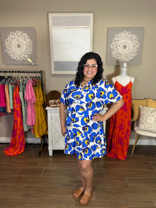 Jessica Blue Floral Dress