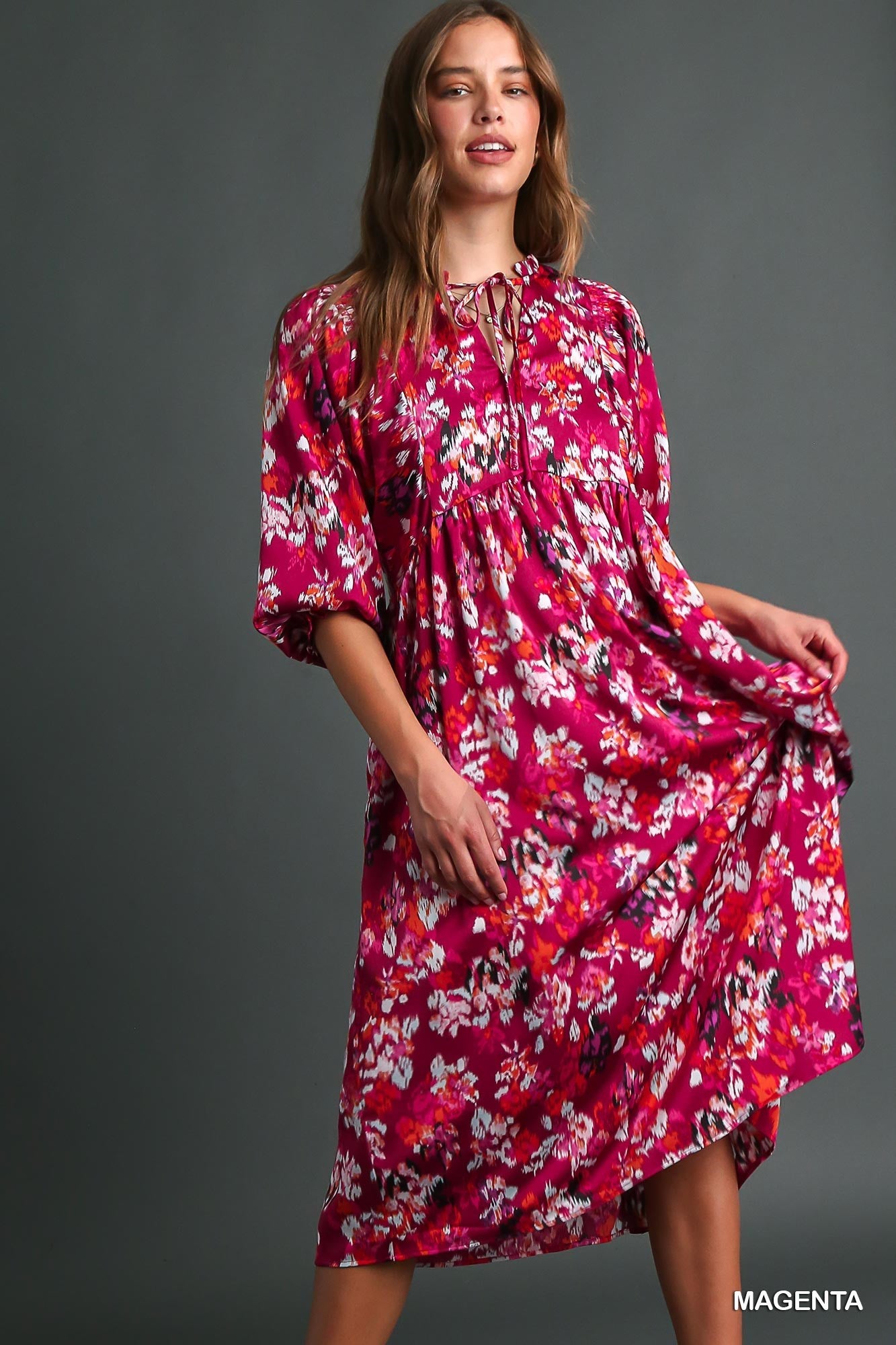 Sophia Magenta Midi Dress