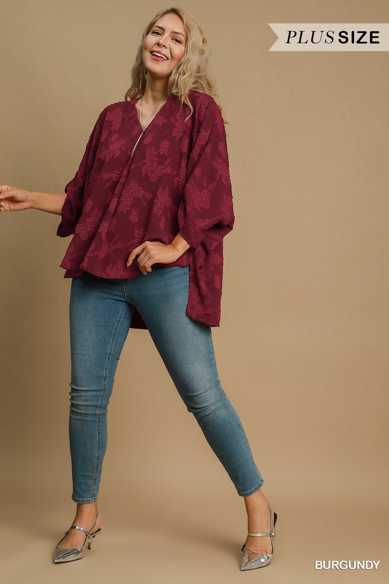 Michelle Burgundy Oversized Plus Top