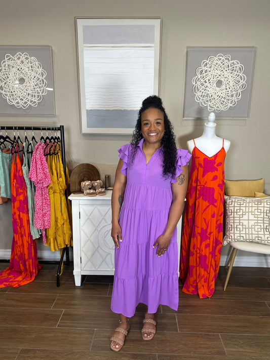 Marie Lavender Midi Dress