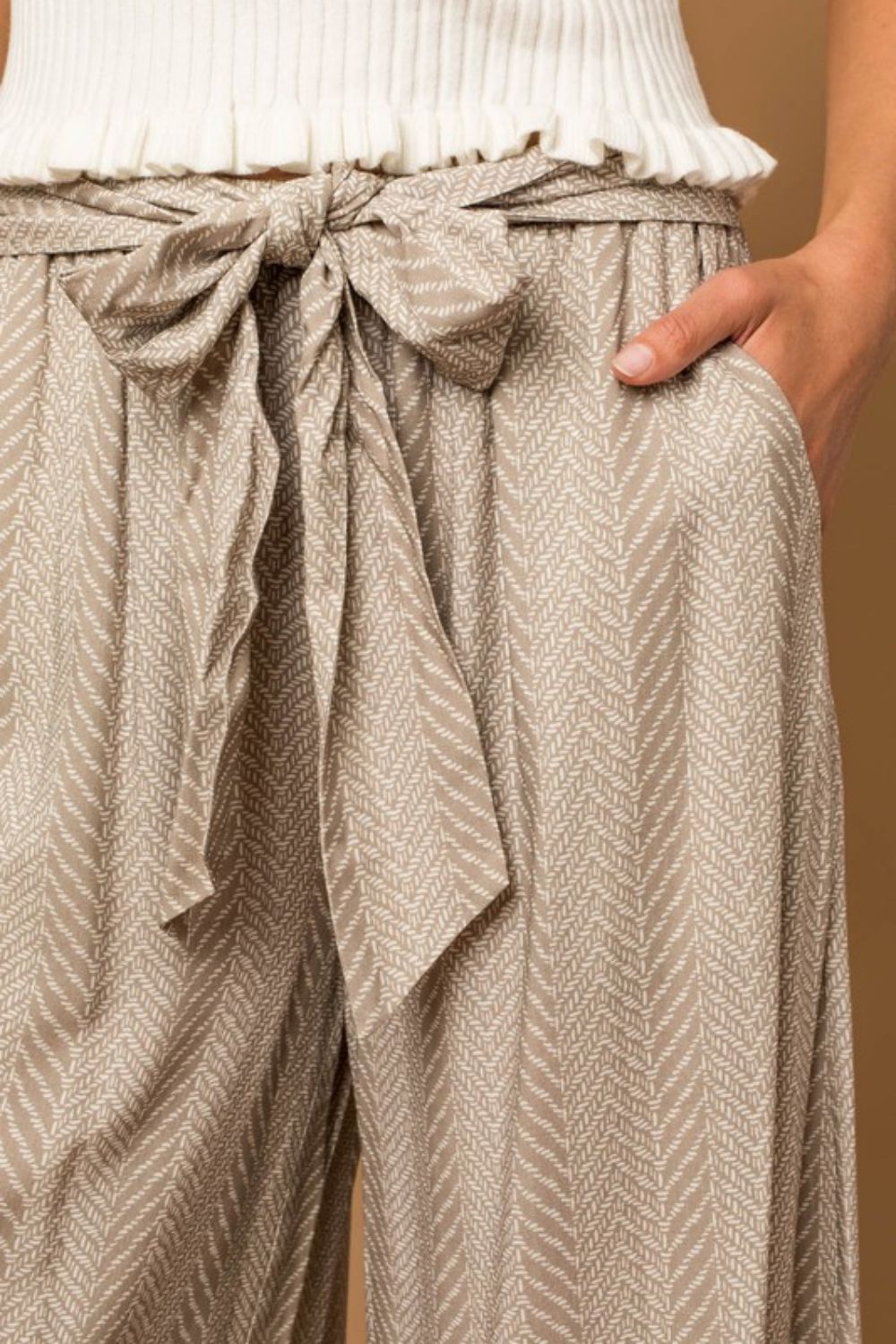 Gilli Chevron Belted Wide Leg Pants