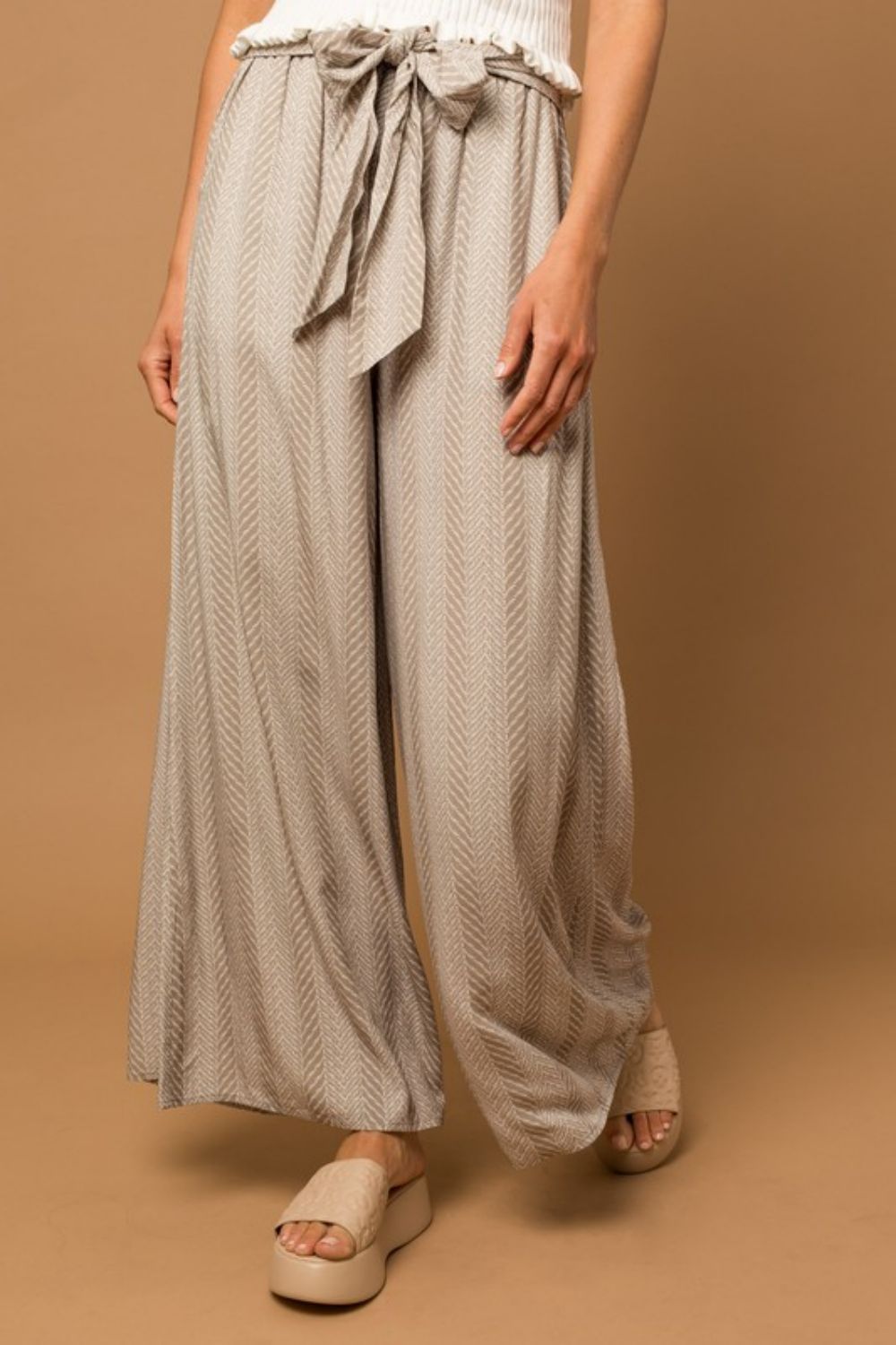 Gilli Chevron Belted Wide Leg Pants