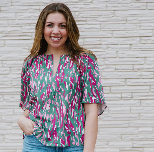 Lori Tiger Tail Olive Top