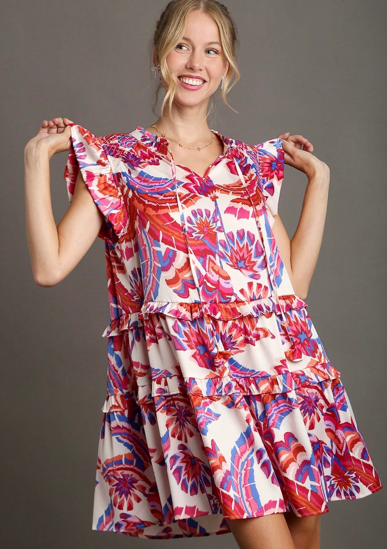 Satin Paisley Sally Tiered Dress