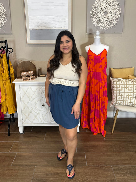 Carrie Linen Denim Skirt