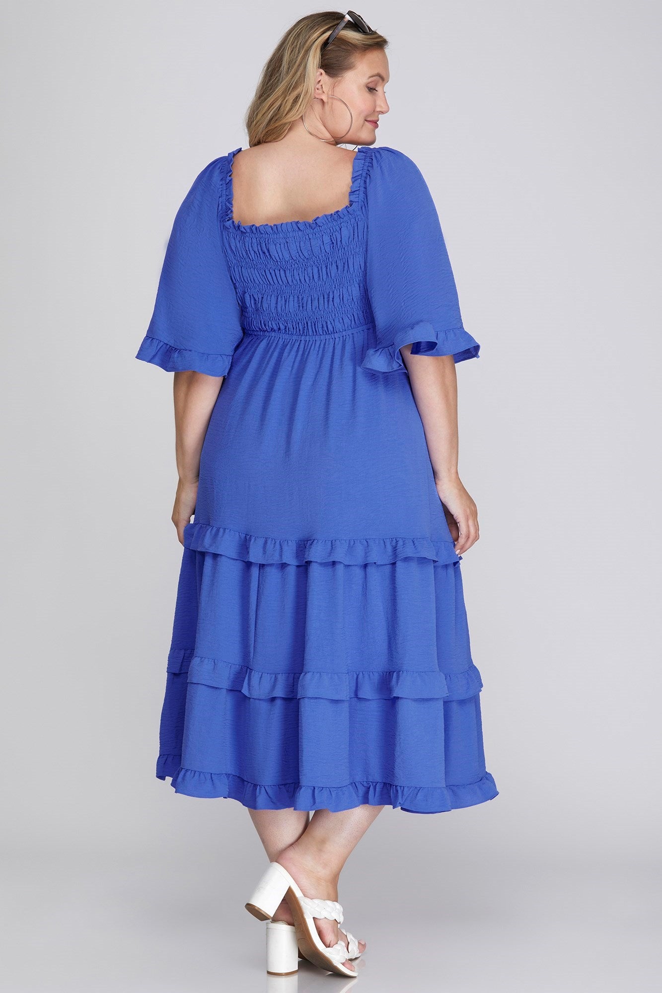 Belle Square Neck Tiered Midi Dress