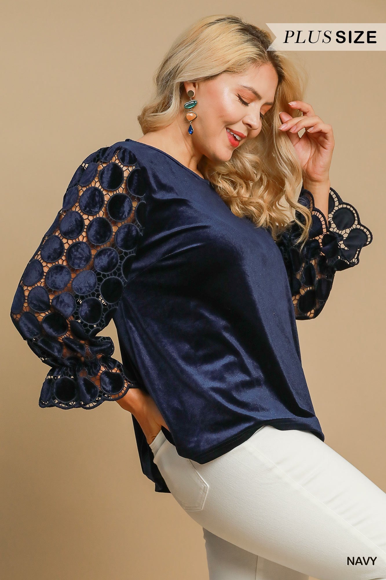 May Navy Polkadot Plus Top