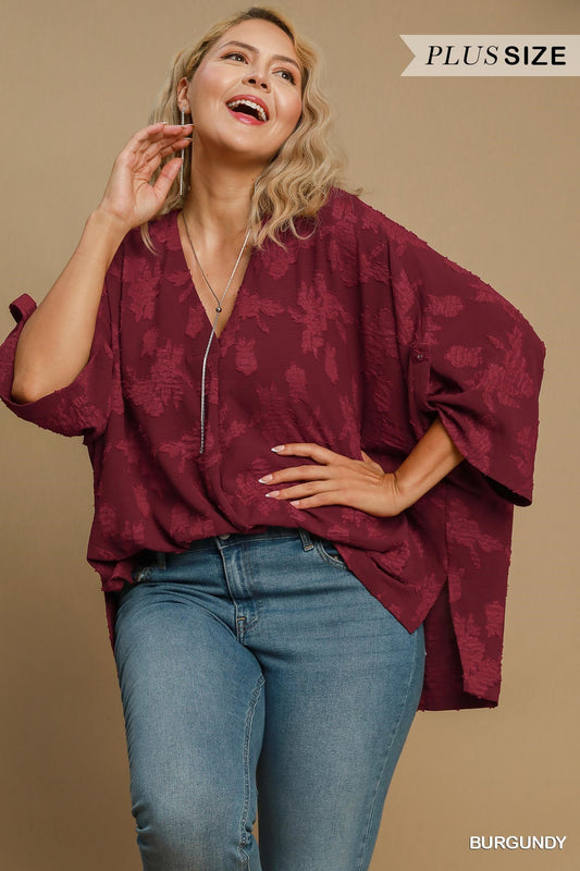 Michelle Burgundy Oversized Plus Top