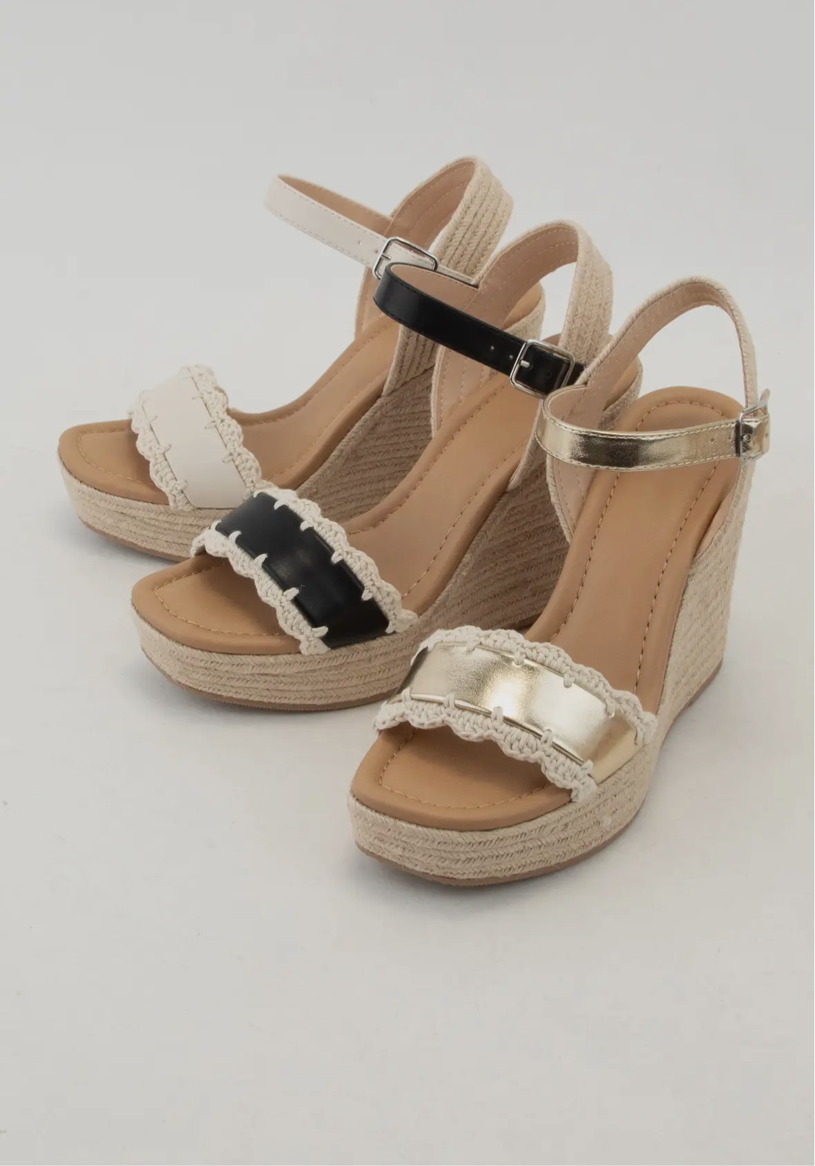 Lorri Gold Espadrilles Wedge Heels