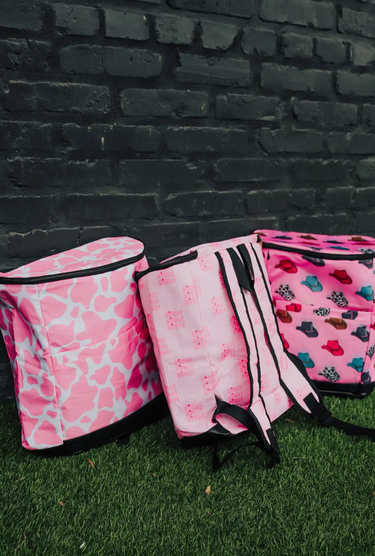 Pink Cowhide BackPack Cooler