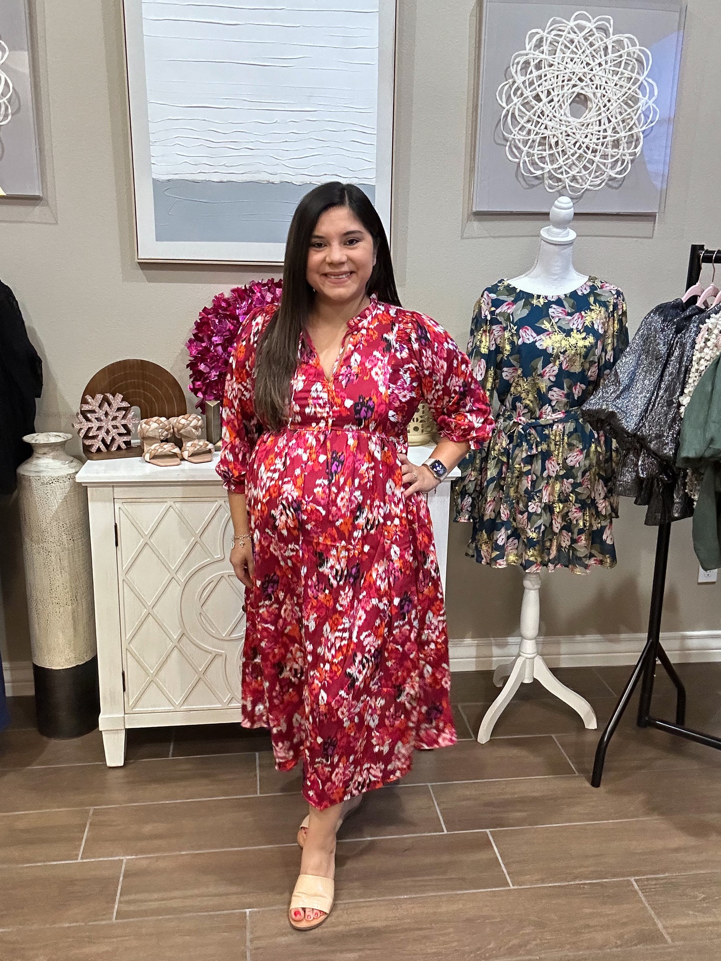 Sophia Magenta Midi Dress