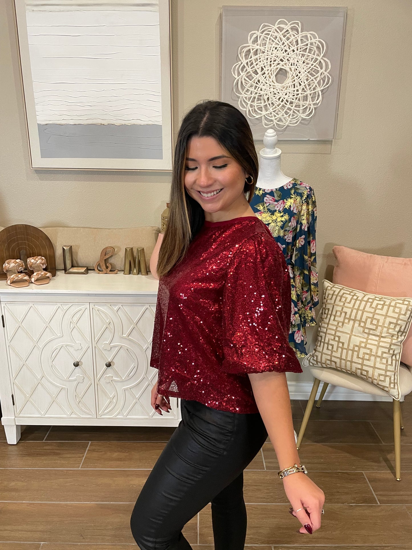 Candy Red Sequin Top