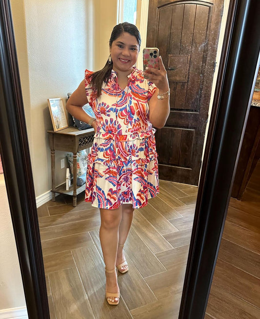 Satin Paisley Sally Tiered Dress