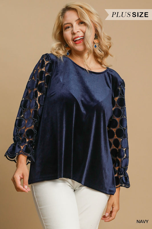 May Navy Polkadot Plus Top