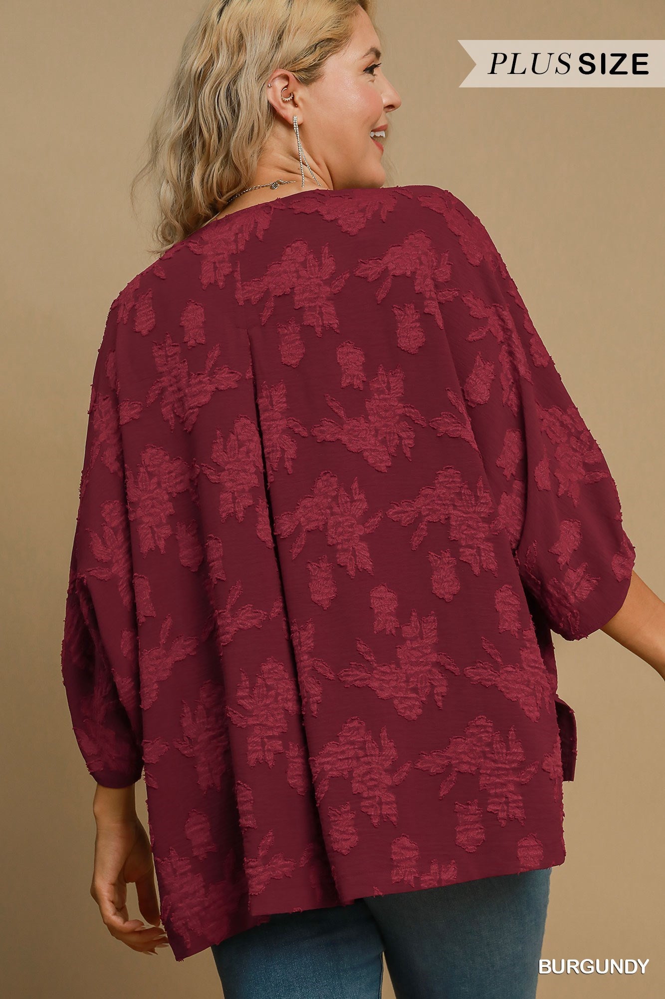 Michelle Burgundy Oversized Plus Top
