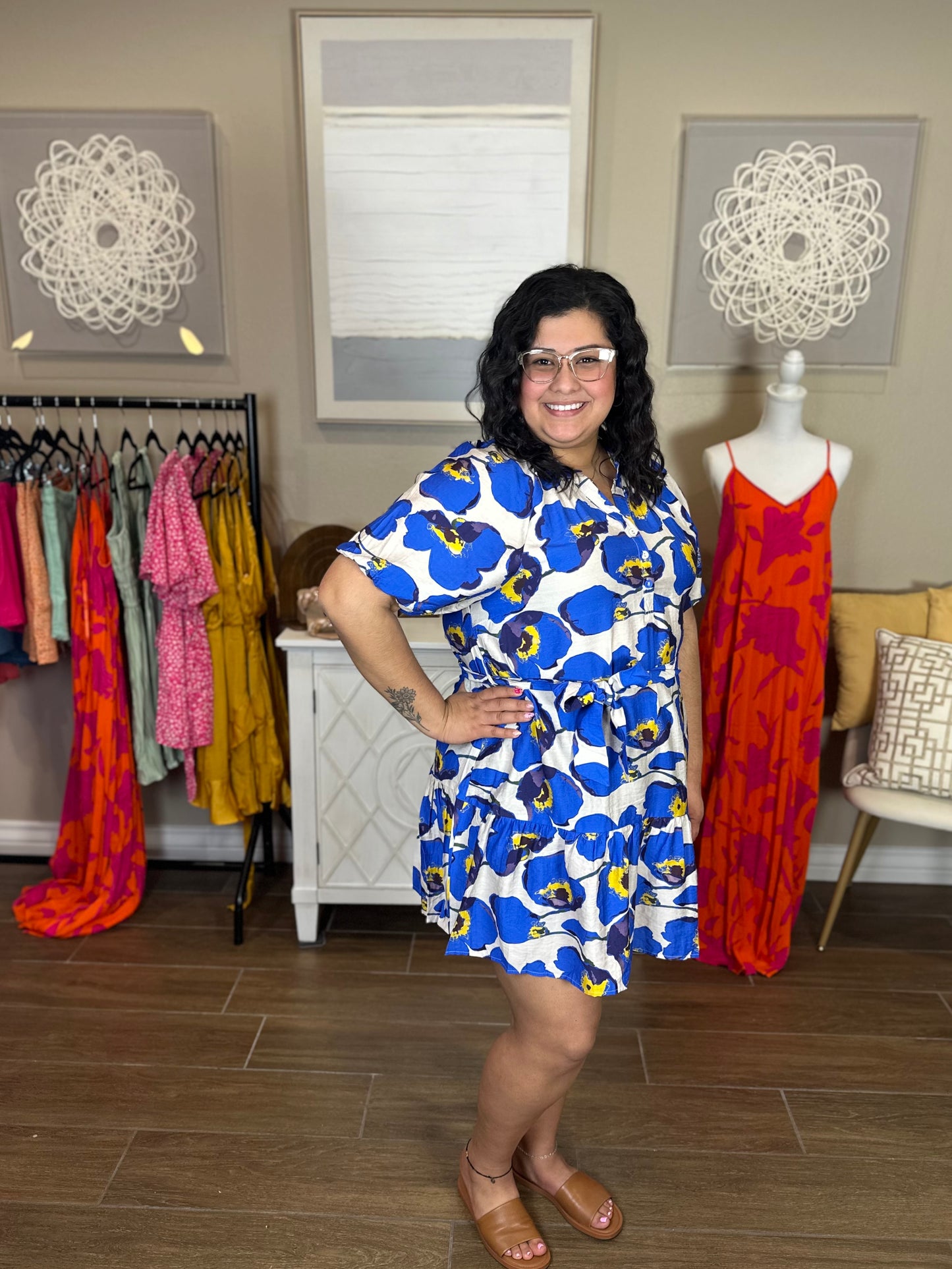 Jessica Blue Floral Dress