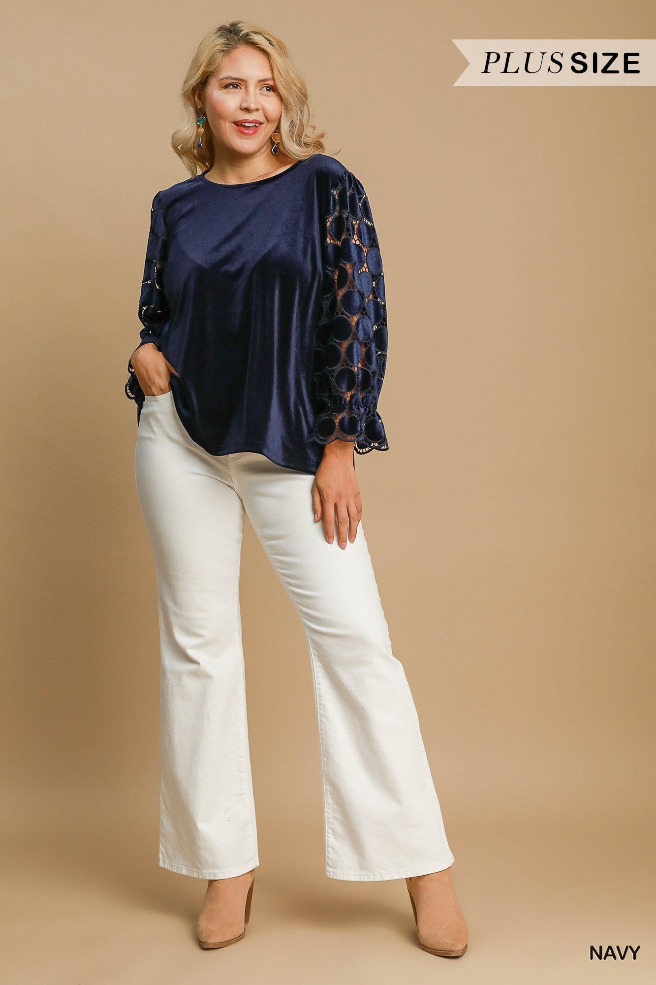 May Navy Polkadot Plus Top