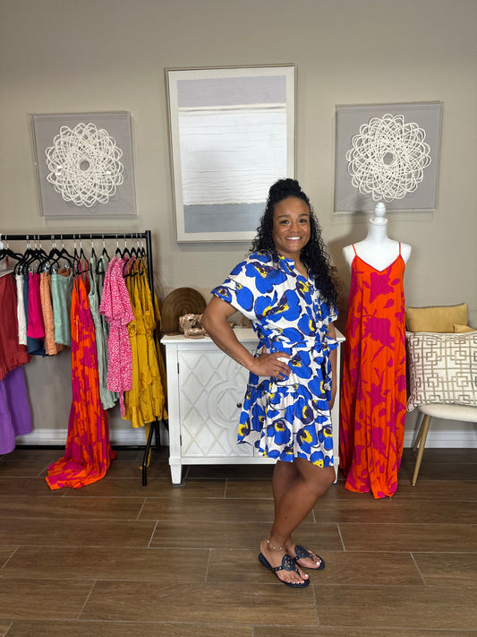 Jessica Blue Floral Dress