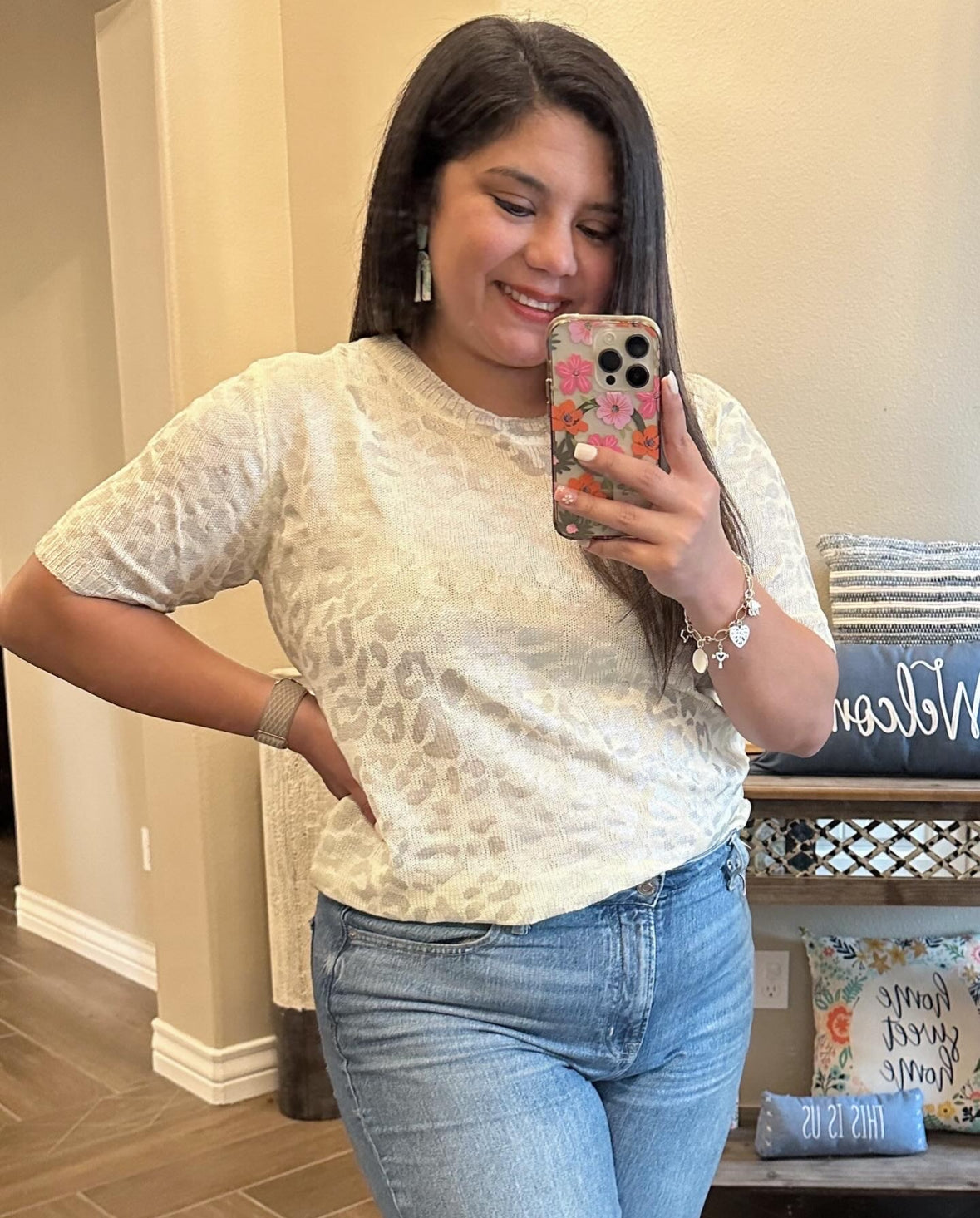 Leopard Foil Print Summer Sweater