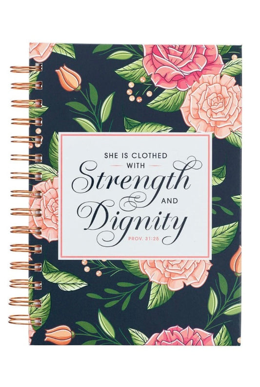 Strength & Dignity Rose Floral Large Wirebound Journal