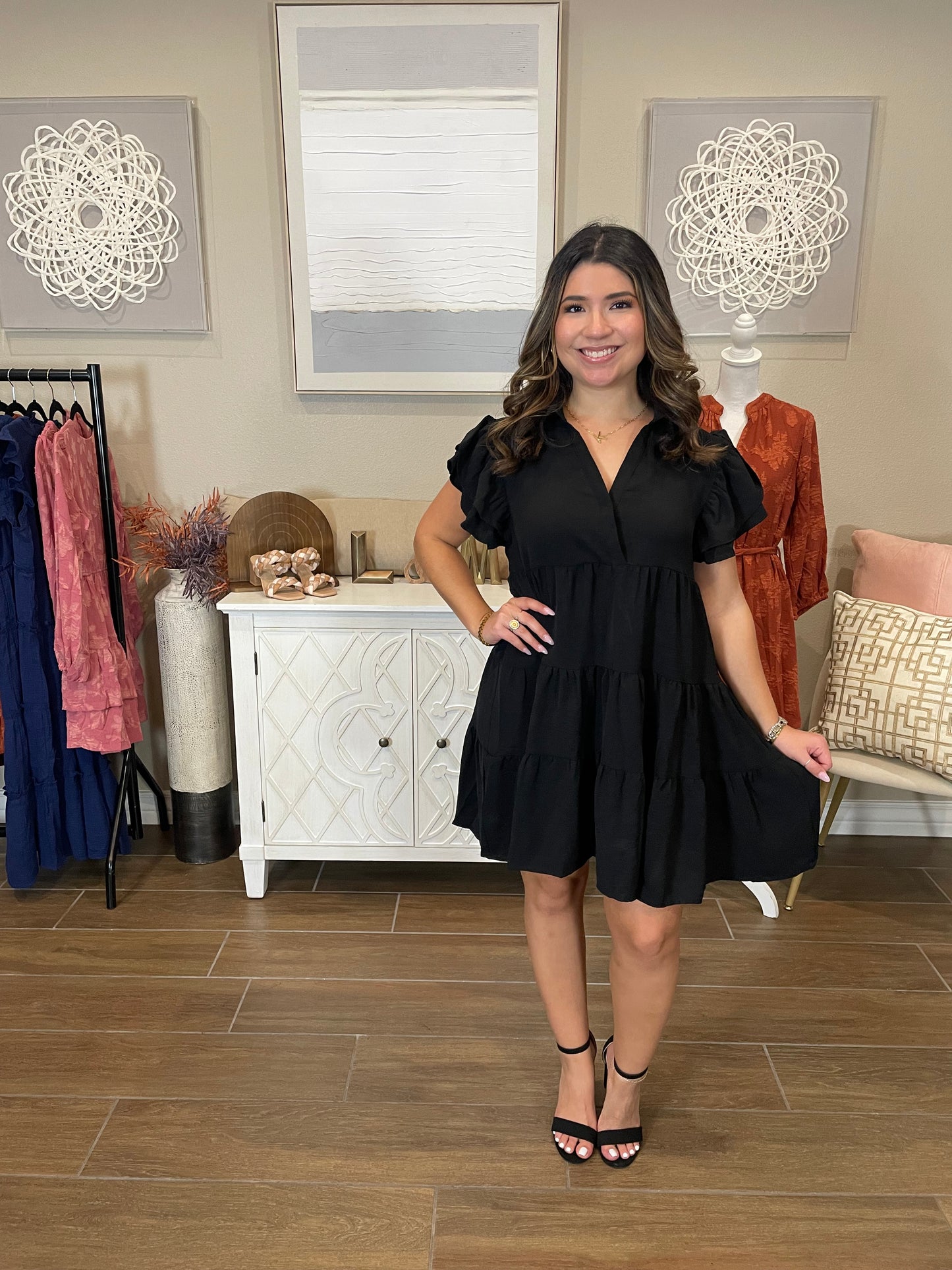 Mel Black Tiered Dress