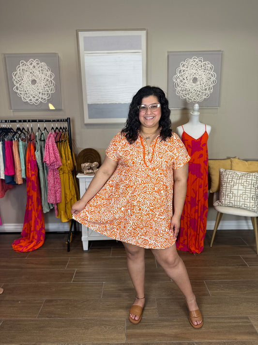 Jiselle Orange Mini Dress