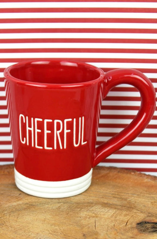 Ceramic “Cheerful” Red Christmas Mug