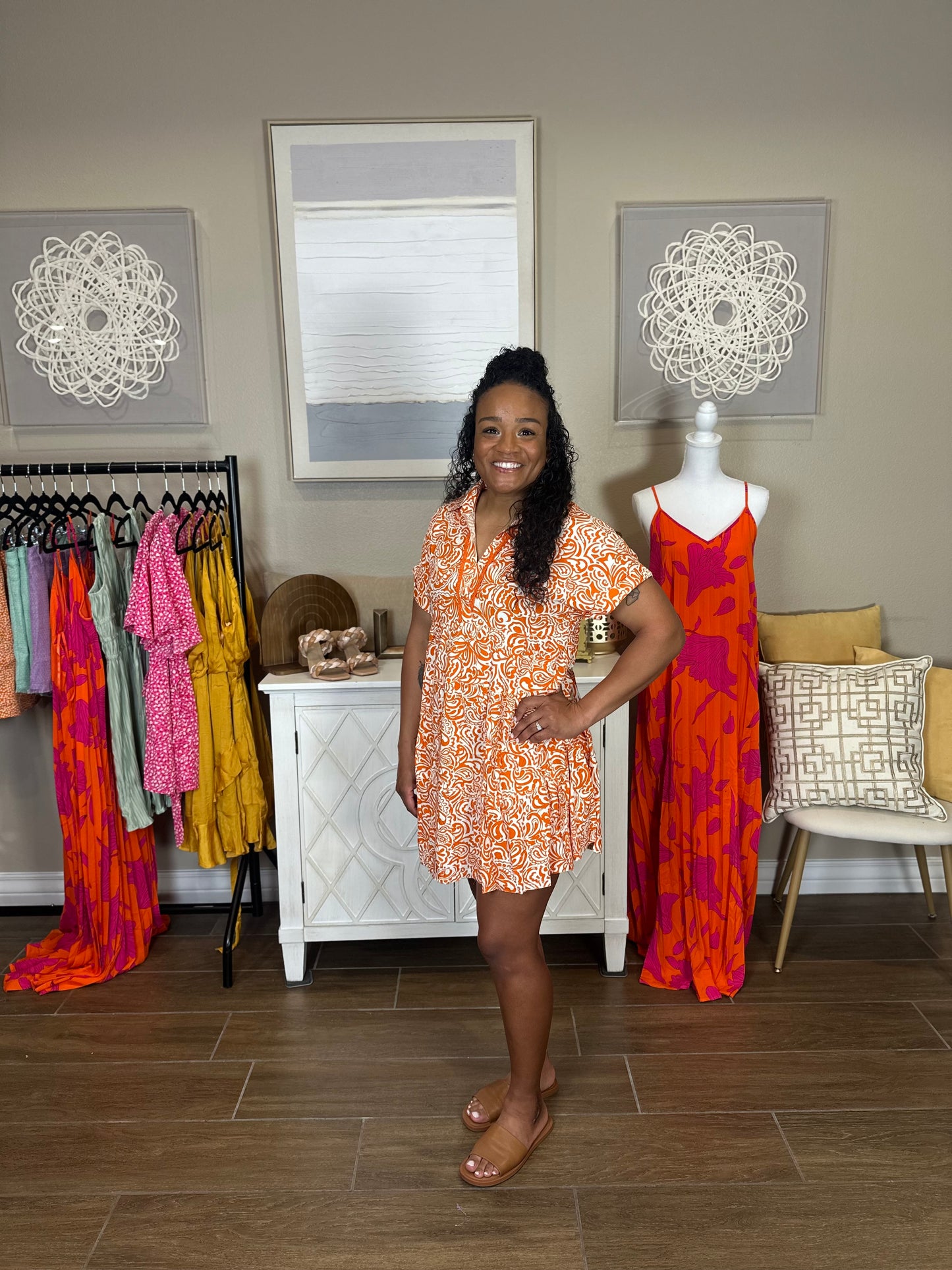 Jiselle Orange Mini Dress