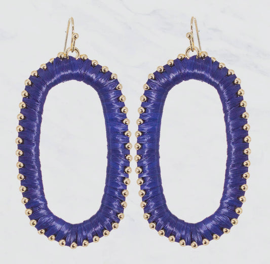 Dani Oval Wrapped Raffia Earrings (3 Colors)