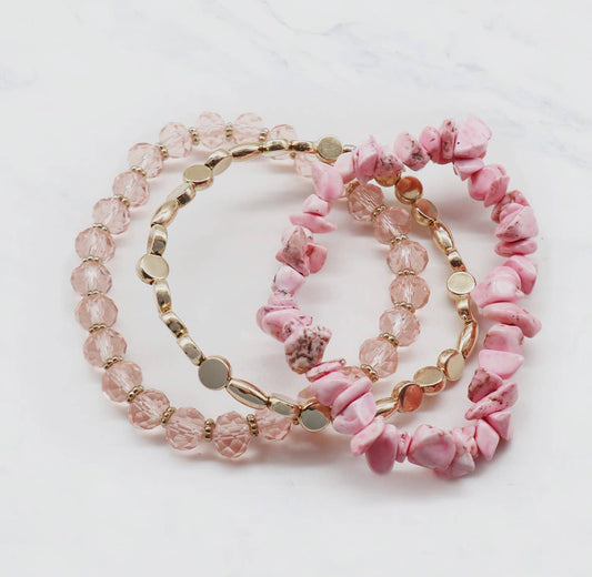 Penny Multi-stretch Light Pink Colored Bracelet Set