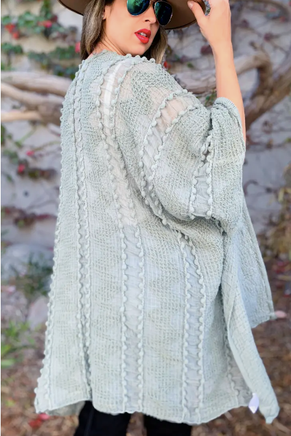 Sage 3D Textured Soft Kimono