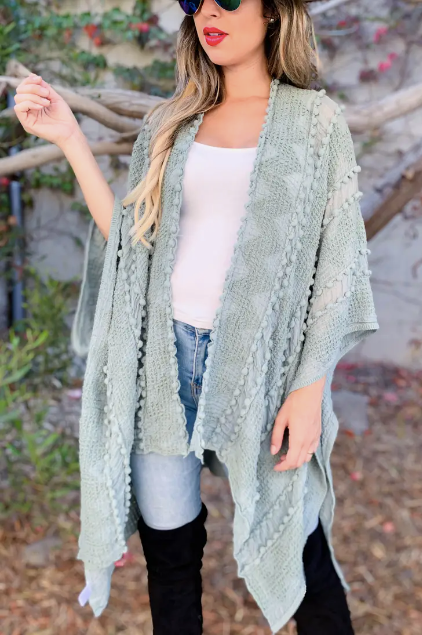 Sage 3D Textured Soft Kimono